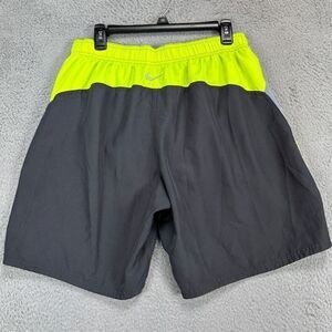 Nike Swim Trunks Adult Large‎ Neon Yellow Grey Colorblock Logo Board Shorts Mens